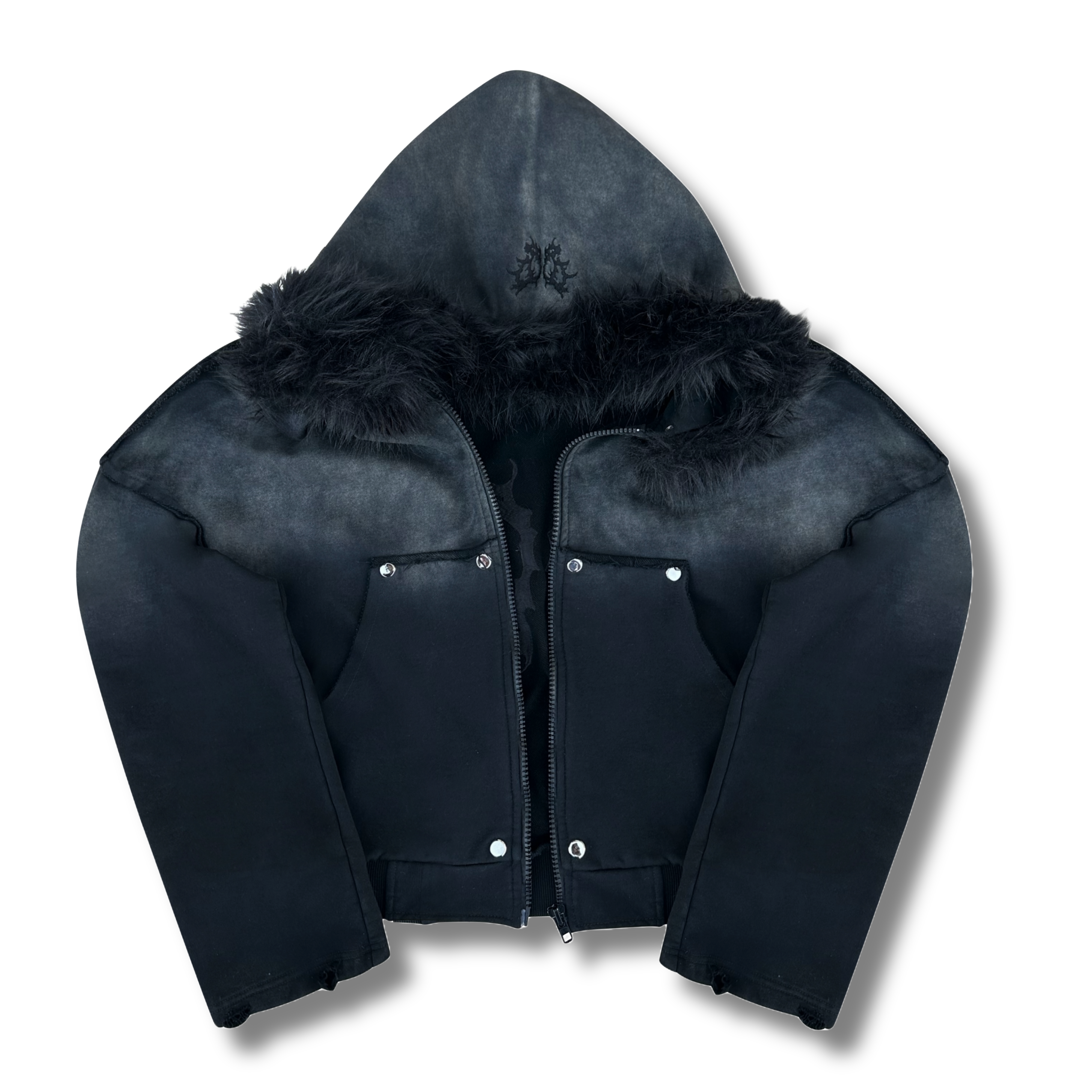Black Mirror Faux Fur Hoodie