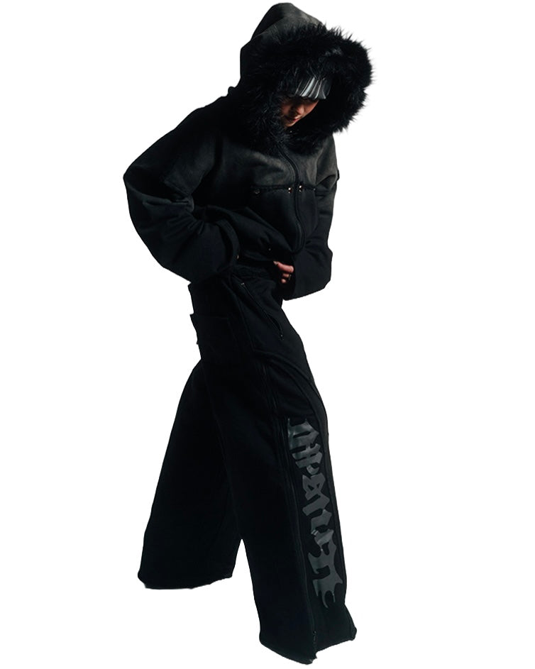 Black Mirror Faux Fur Hoodie
